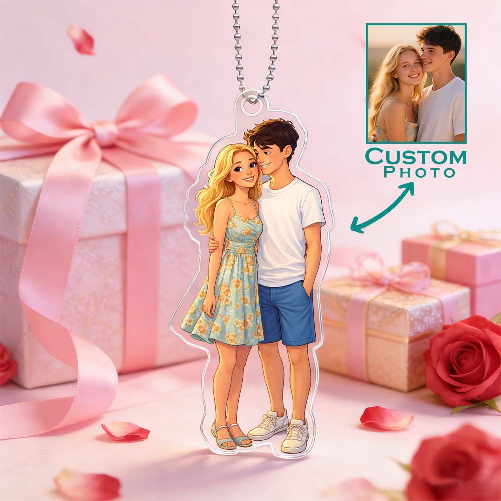 Valentine's Day Gifts Custom Anime Photo Keychain Personalized Acrylic Cartoon Keychain Photo Bag Charm Unique Keepsake Gift For Lover Girlfriend - MyFaceSocks