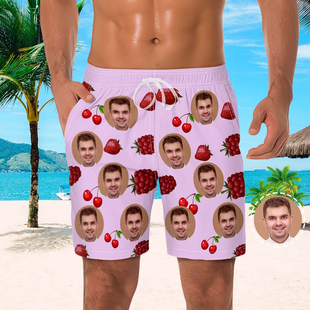 Custom Men's Beach Shorts Men's Photo Shorts Fruit Design - MyFaceSocks