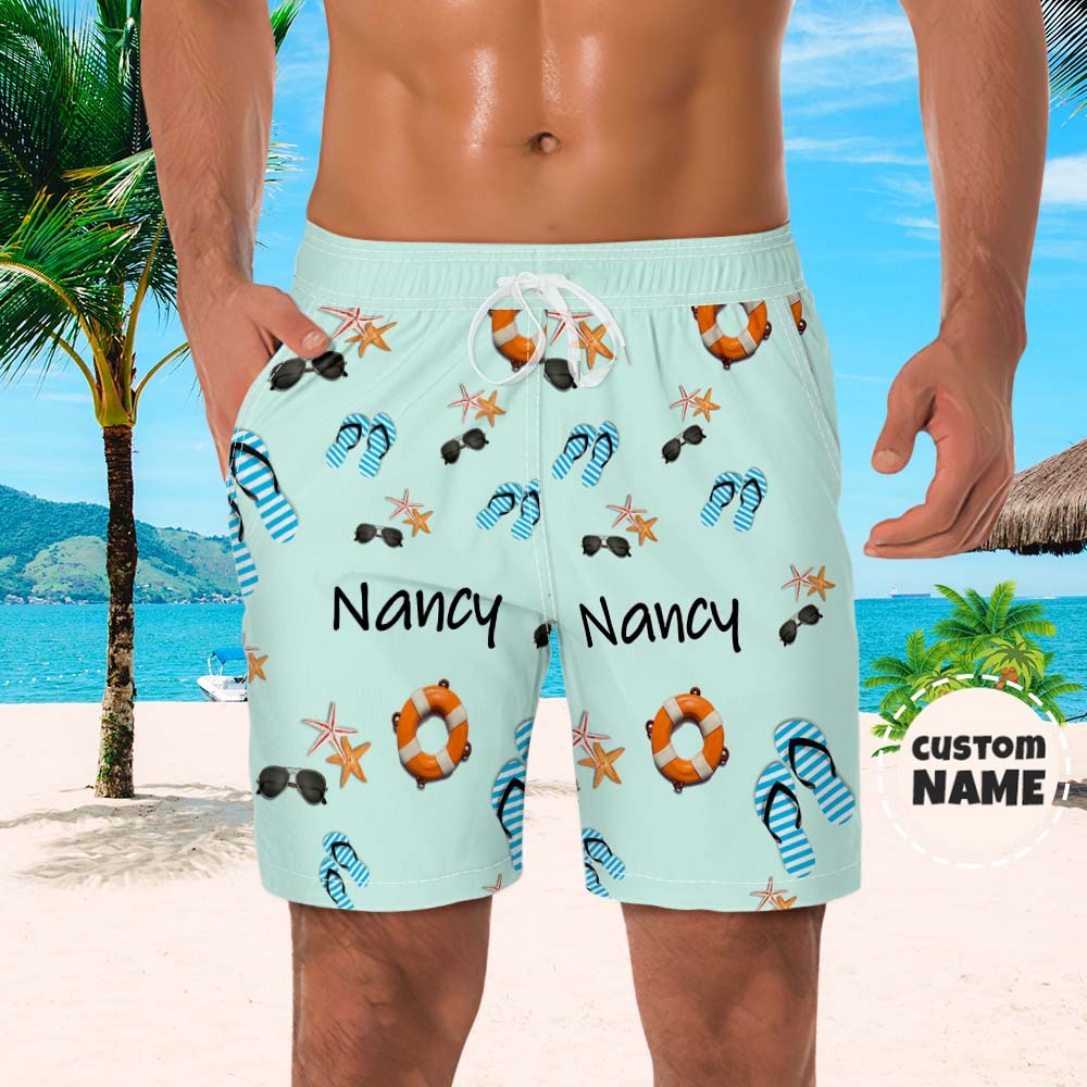 Custom Men's Shorts Custom Name Summer Beach Shorts - MyFaceSocks