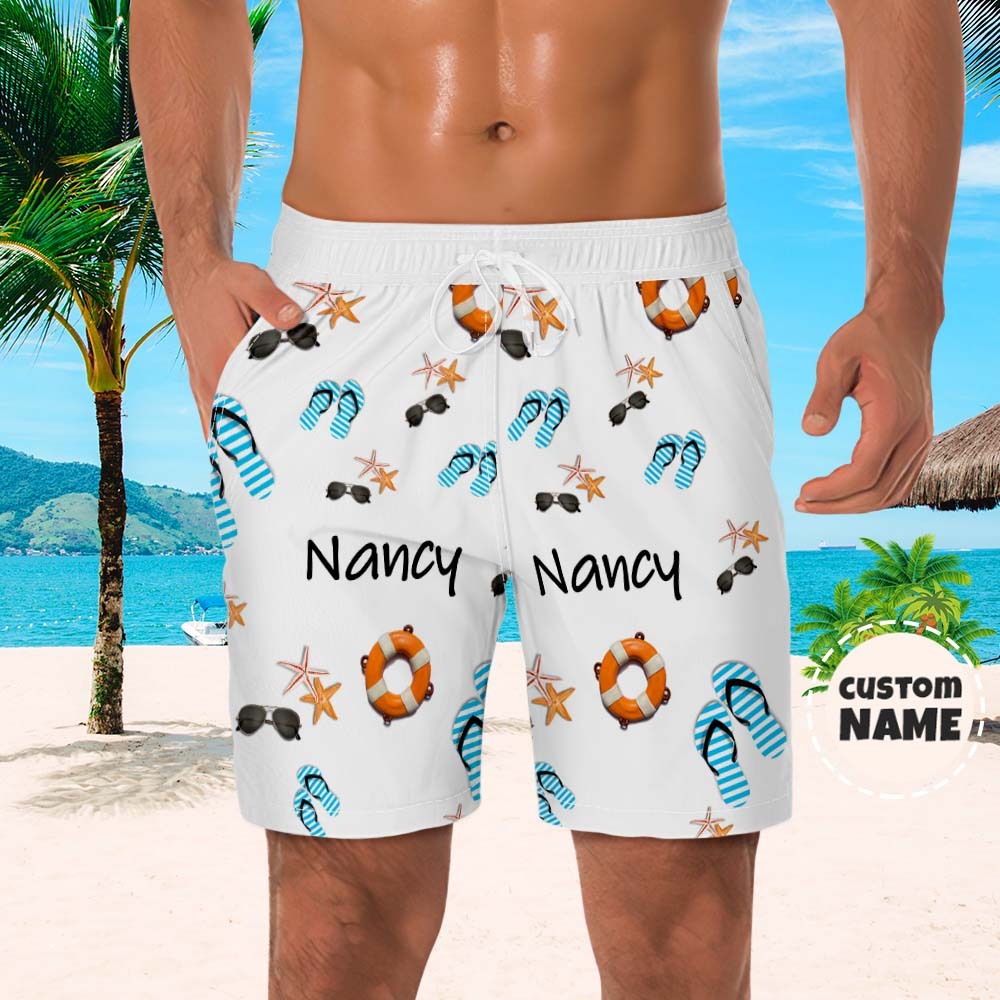 Custom Men's Shorts Custom Name Summer Beach Shorts - MyFaceSocks
