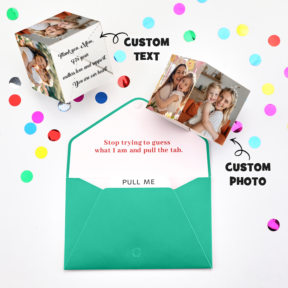 Personalized Surprise Confetti Card Fathers Day Exploding Box Card Custom Photo 3D Pop-Up Greeting Card