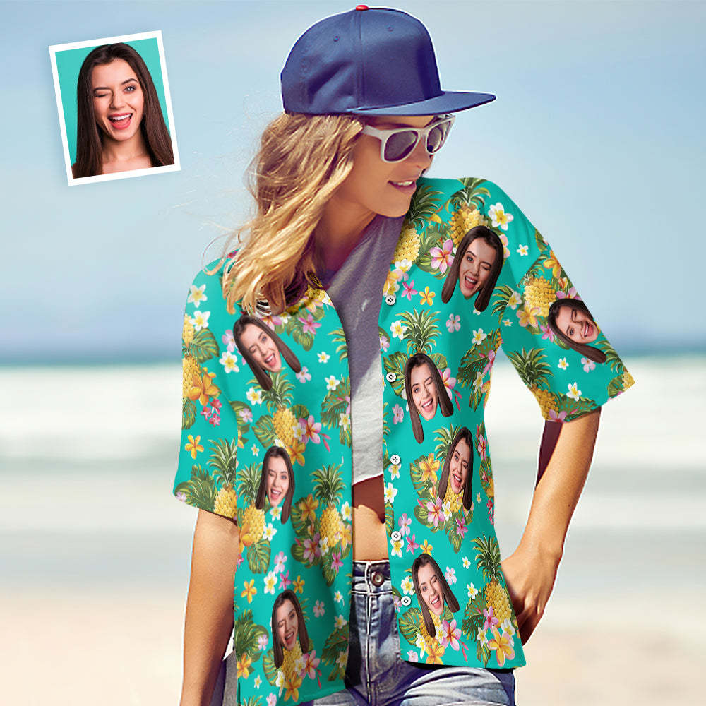 Custom Photo Hawaiian Shirt Couple Outfit Parent-child Wears Face Hawaiian Shirt Gift - MyFaceSocks