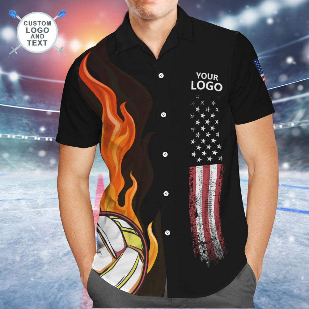 Custom Logo Hawaiian Shirt Men's All Over Print Aloha Shirt Volleyball Match Team Shirt