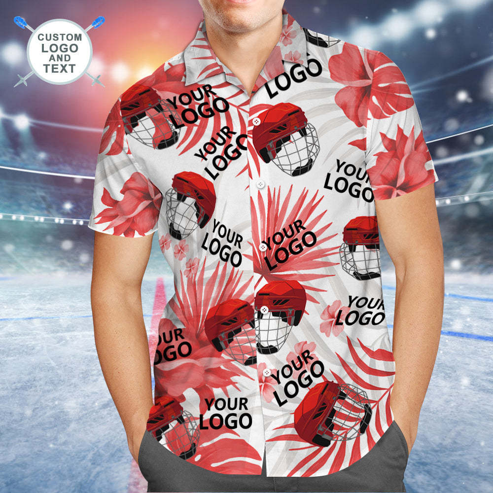 Custom Logo Hawaiian Shirt Men's All Over Print Aloha Shirt Team Shirt - Aloha Hockey