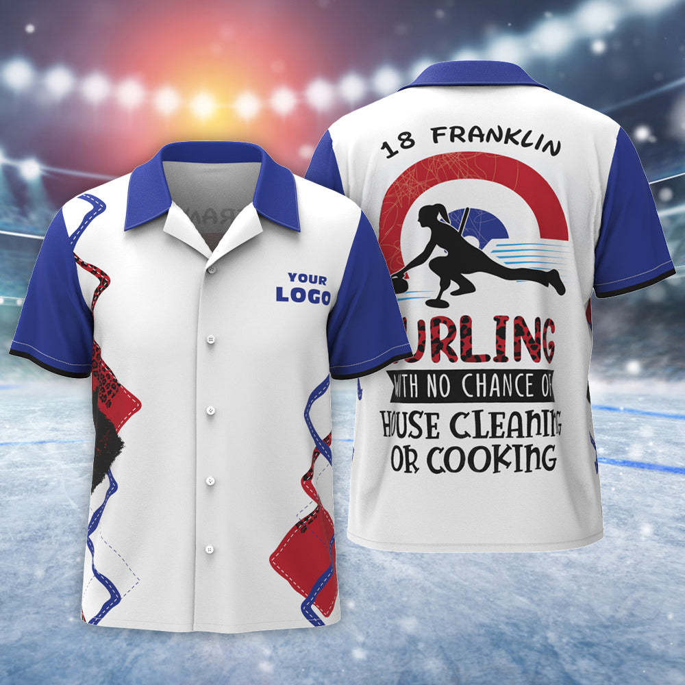 Custom Logo And Text Hawaiian Shirt Men's All Over Print Aloha Shirt Team Shirt - Curling Game