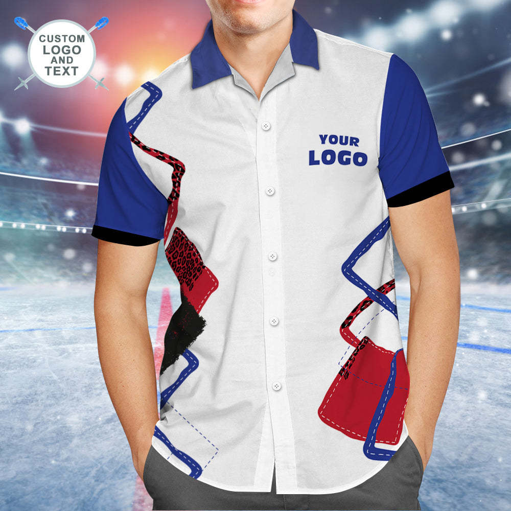 Custom Logo And Text Hawaiian Shirt Men's All Over Print Aloha Shirt Team Shirt - Curling Game