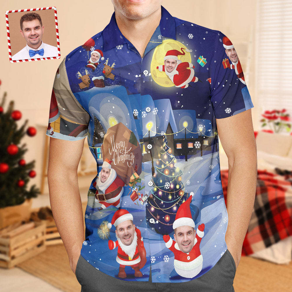 Custom Face Christmas Holiday Love Santa And Gift Hawaiian Shirt - MyFaceSocks