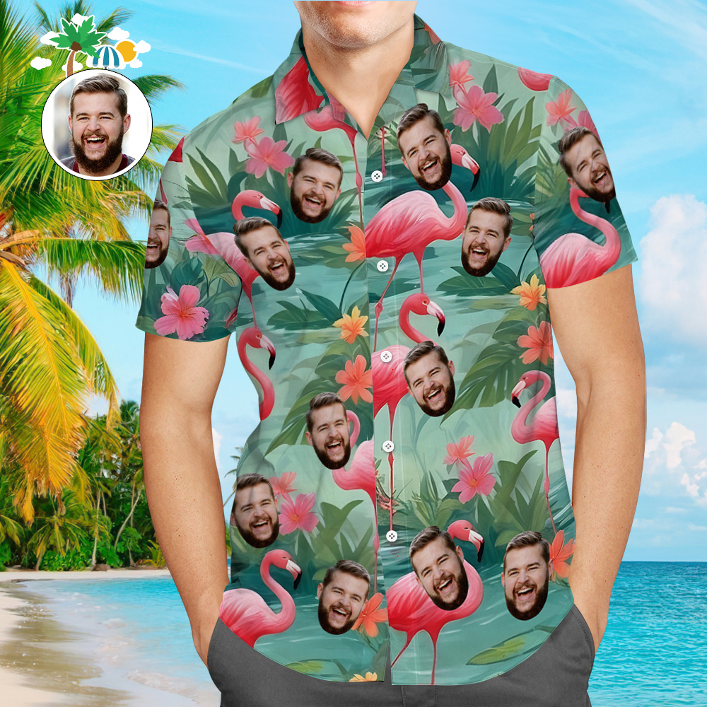 Custom Original Hawaiian Aloha Shirts Face Hawaiian Shirts Coconut Tree Shirts  Group Gift
