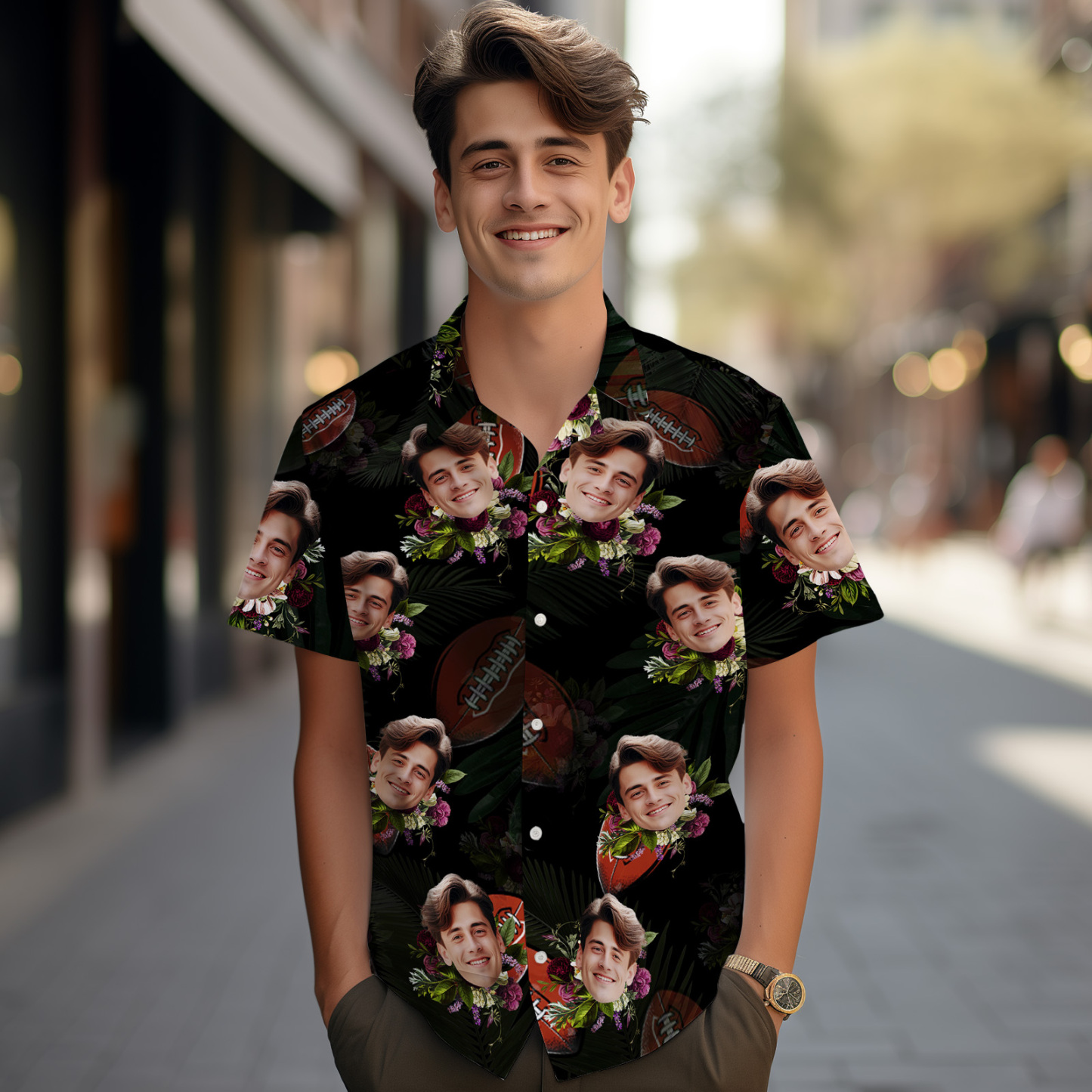 Custom Tractor Men Hawaiian Shirts Vintage Element Face Hawaiian Shirt For Men Aloha Shirt Gift - MyFaceSocks