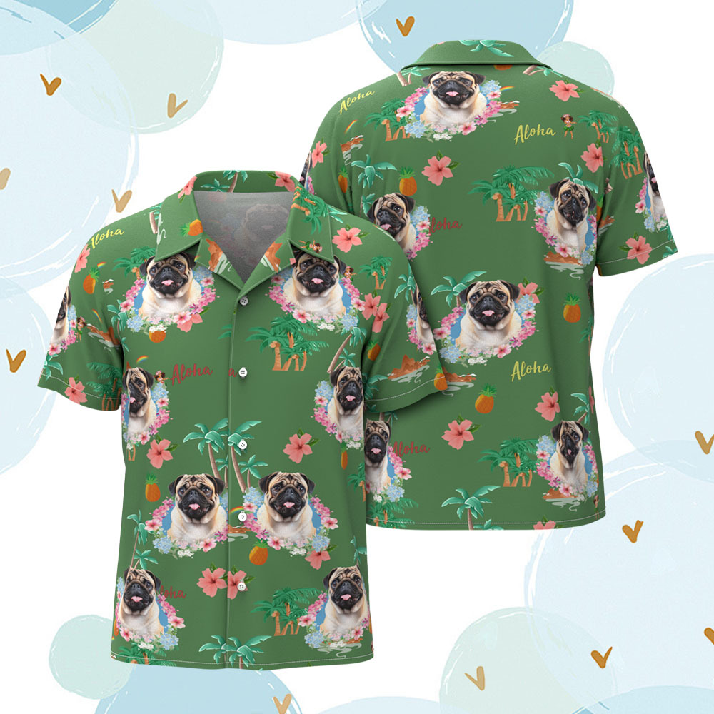 Custom Men Hawaiian Shirts Pet Face Flamingo Hawaiian Shirt Gift for Pet Lover - MyFaceSocks