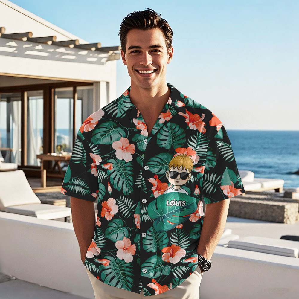 Personalized Cartoon Hawaiian Shirt Best Dad Papa Ever Birthday Loving Gift For Father Grandpa Grandfather Custom Name Hawaiian Shirt Gift - MyFaceSocks