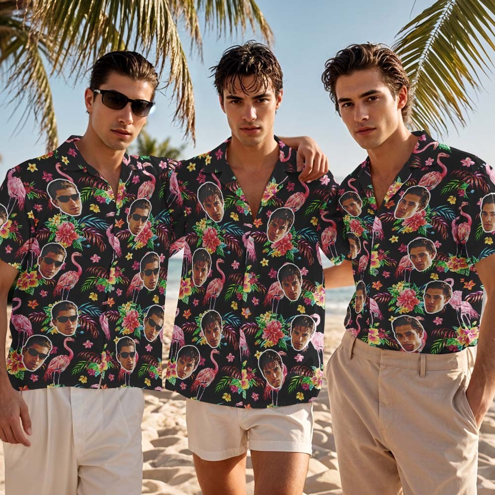 Custom Hawaiian Shirt Flamingo Photo Hawaiian Shirt Funny Vacation Shirts - MyFaceSocks