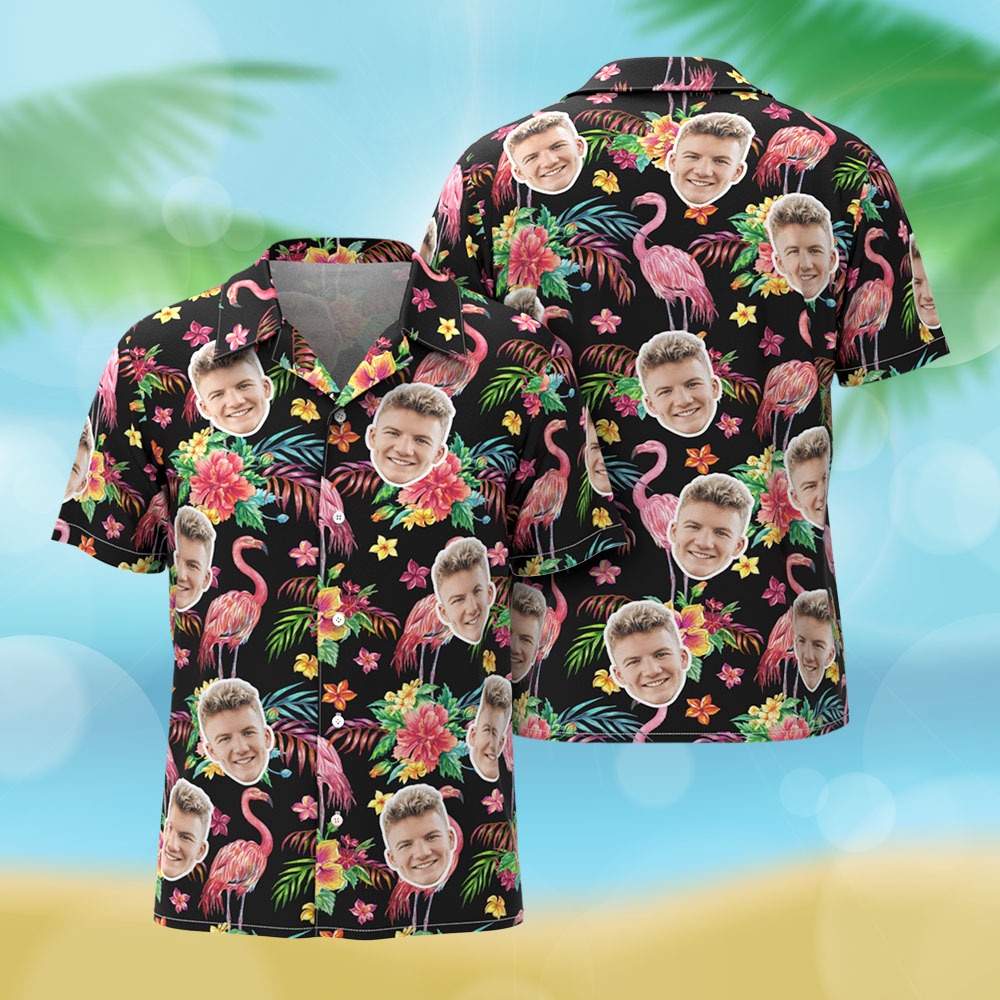 Custom Hawaiian Shirt Flamingo Photo Hawaiian Shirt Funny Vacation Shirts - MyFaceSocks