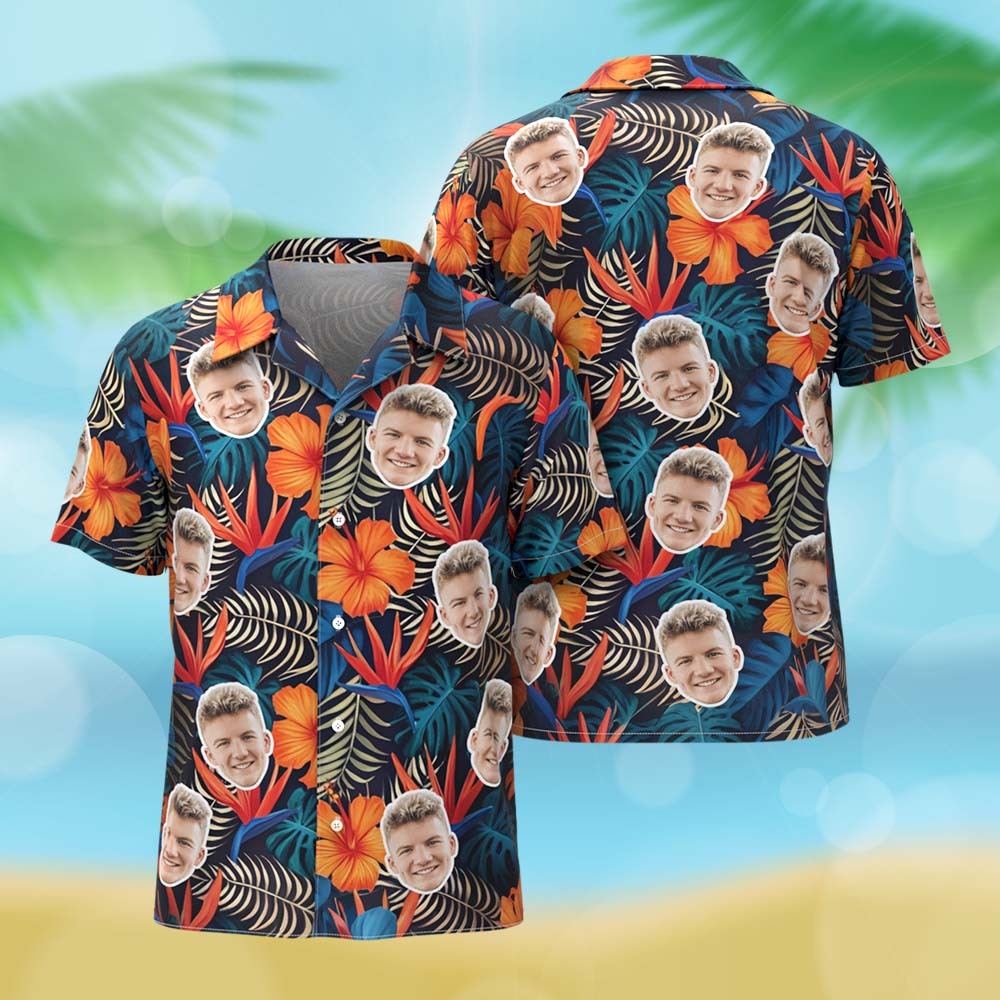Custom Hawaiian Shirts Personalized Tropical Graffiti Summer Hawaiian Shirt Beach Vacation Gifts - MyFaceSocks