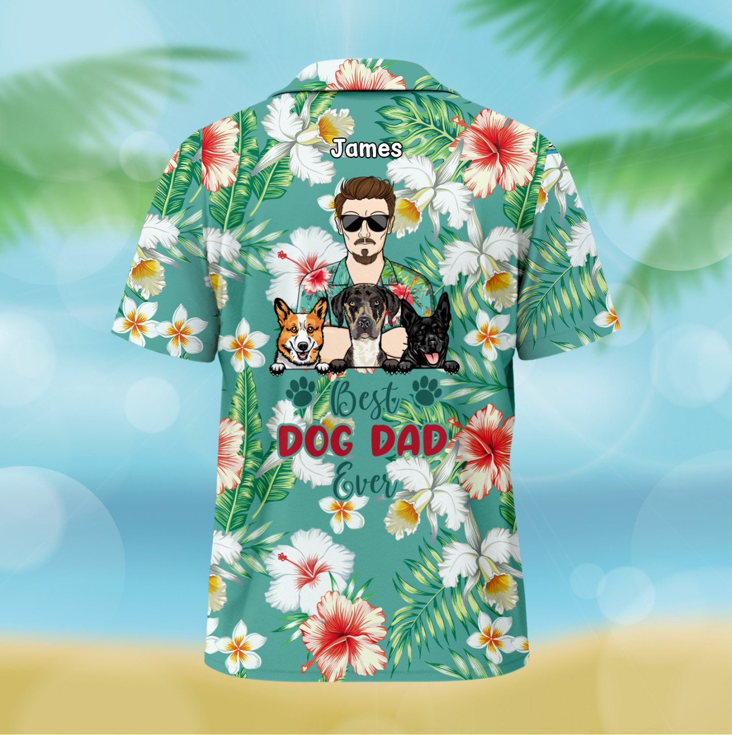Custom Hawaiian Shirts Best Dog Dad Ever Tropical Beach Vibe Birthday Summer Gift Personalized Pet Lovers Hawaiian Shirts Vacation Gifts - MyFaceSocks