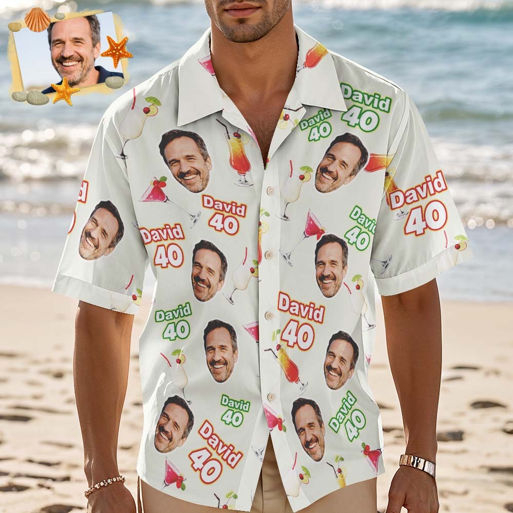 Personalized Birthday Face And Name Hawaiian Shirt Custom Face  Birthday Party Funny Shirt Custom Face Photo Birthday Matching Birthday Party Group Shirt
