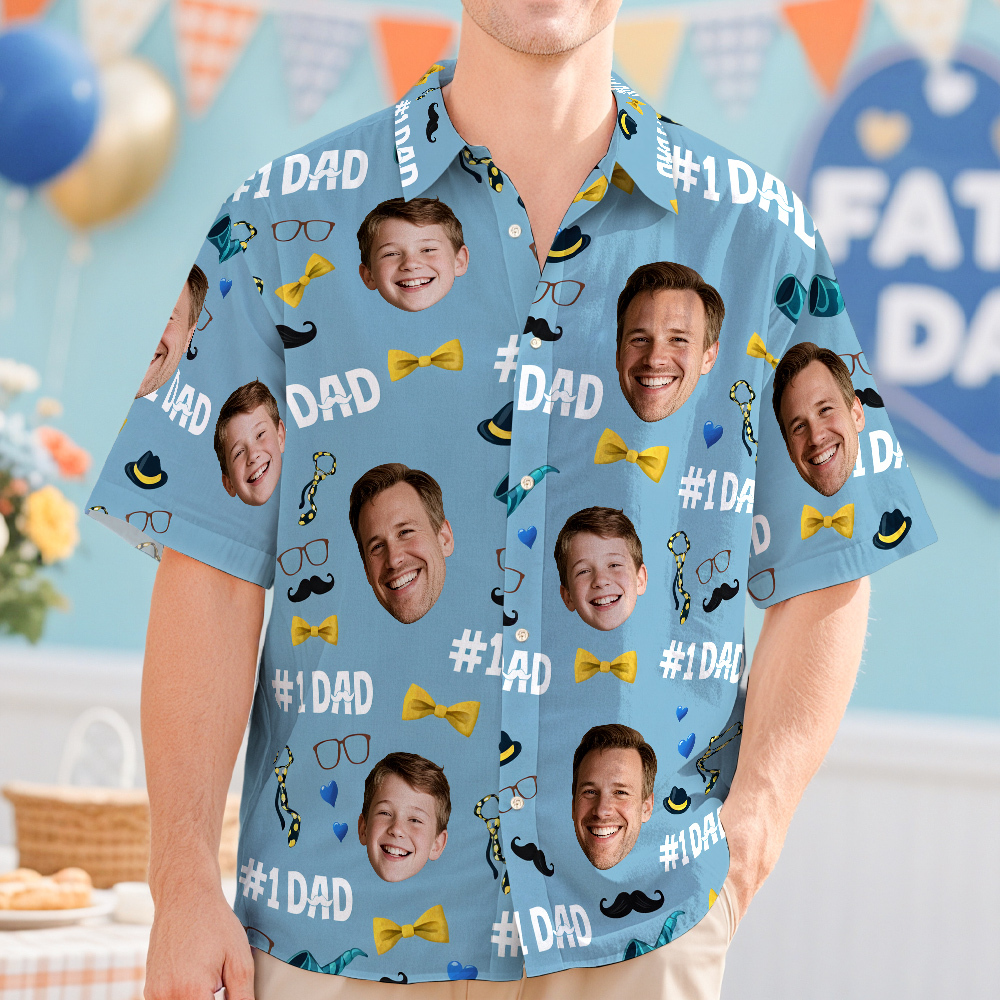 Custom Hawaiian Shirt Blue leaves Personalized Photo Hawaiian Shirt Funny Vacation Party Shirts Custom Hawaiian Shirt Blue leaves Personalized Photo Hawaiian Shirt Funny Vacation Party Shirts