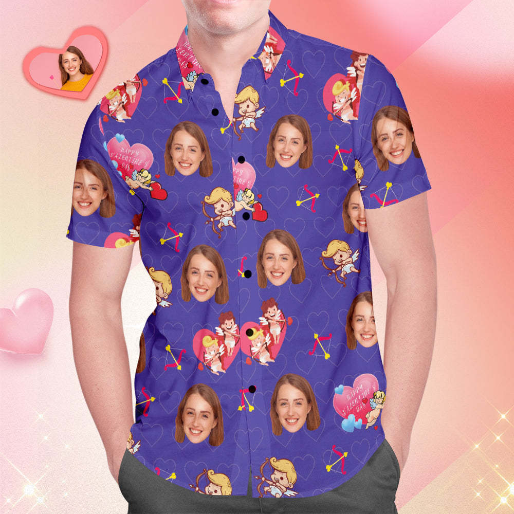 Custom Face Hawaiian Shirt All Over Print Men's Shirt Cupid