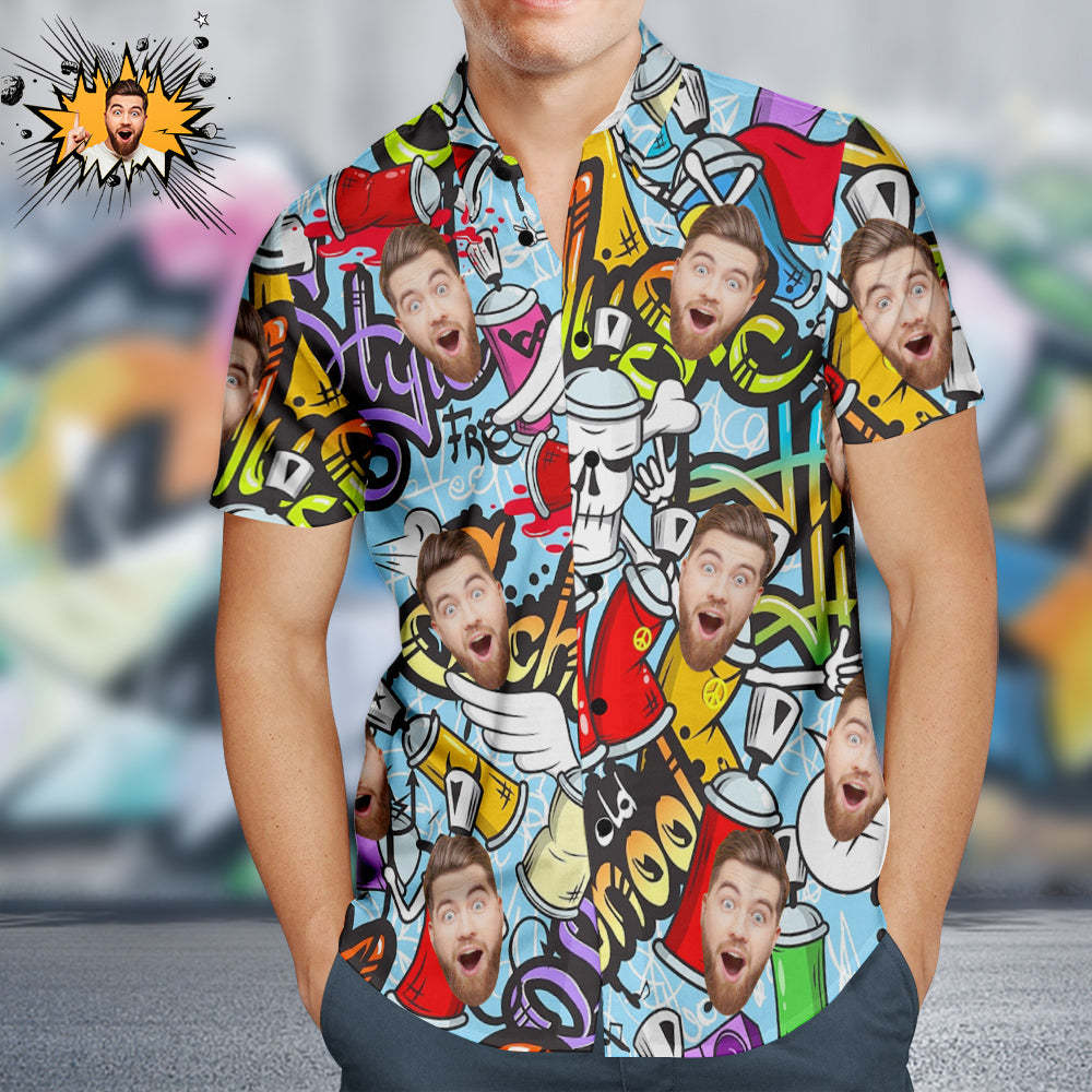 Custom Face Hawaiian Shirts Personalized Hip Hop Style Cool Shirt - MyFaceSocks