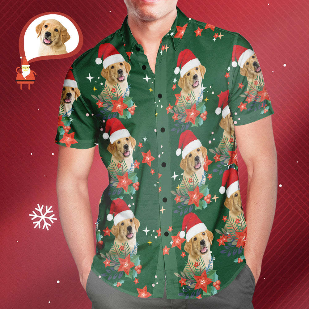 Men's Custom Photo Christmas Hawaiian Shirts Christmas Gift for Pet Lovers - MyFaceSocks