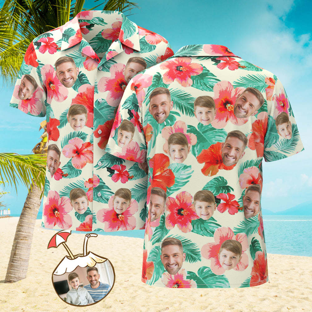Custom Face All Over Print Hawaiian Shirt Summer Vibe Personalized Hawaiian Shirt - MyFaceSocks