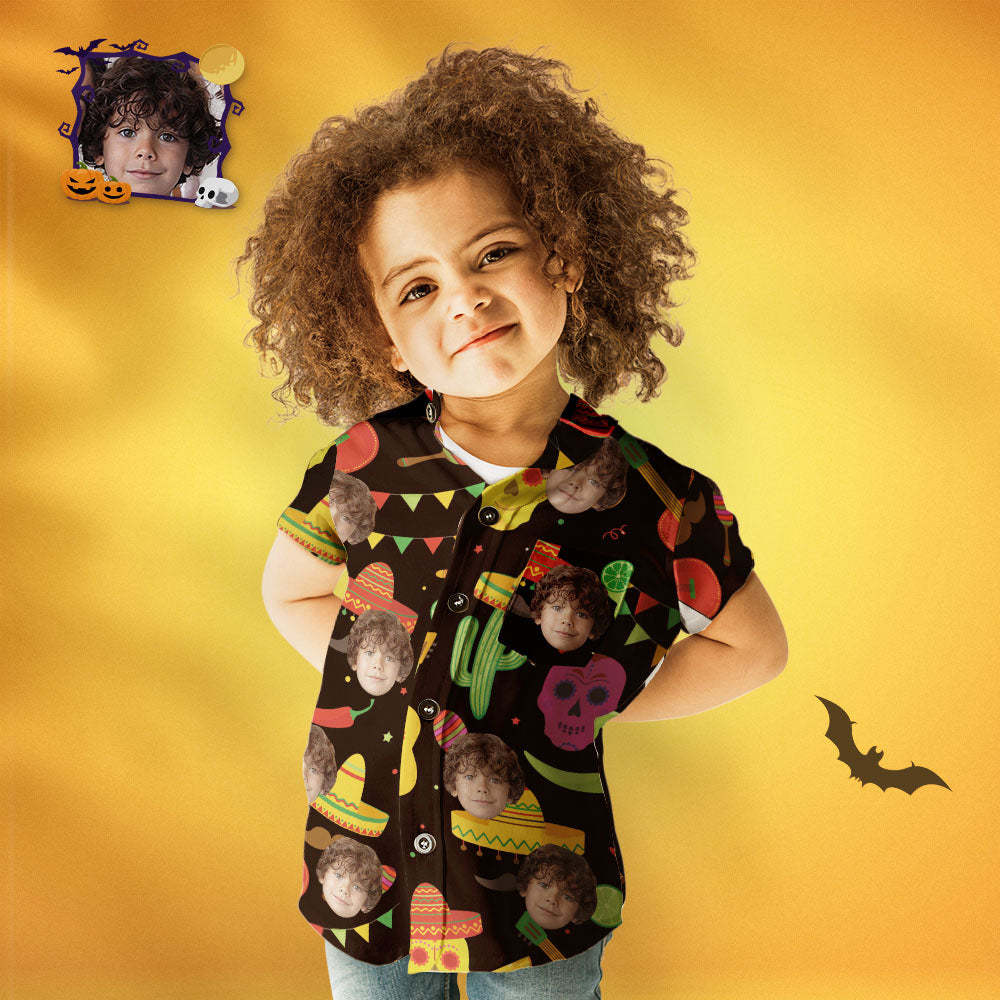 Custom Face Halloween Hawaiian Shirt Kid's Halloween Party Personalized Hawaiian Shirt - MyFaceSocks