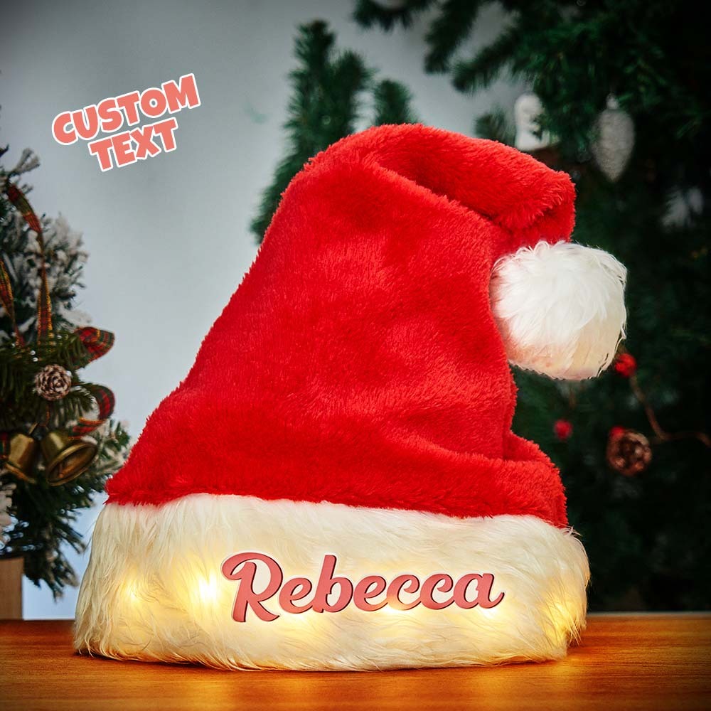 Custom Name Illuminated Christmas Hat Unique Light Up Hat For Christmas Day - MyFaceSocks