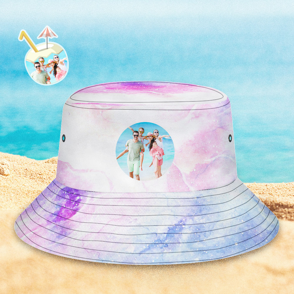 Custom Bucket Hat Unisex Face Bucket Hat Personalized Wide Brim Outdoor Summer Cap Hiking Beach Sports Hats Tie Dye