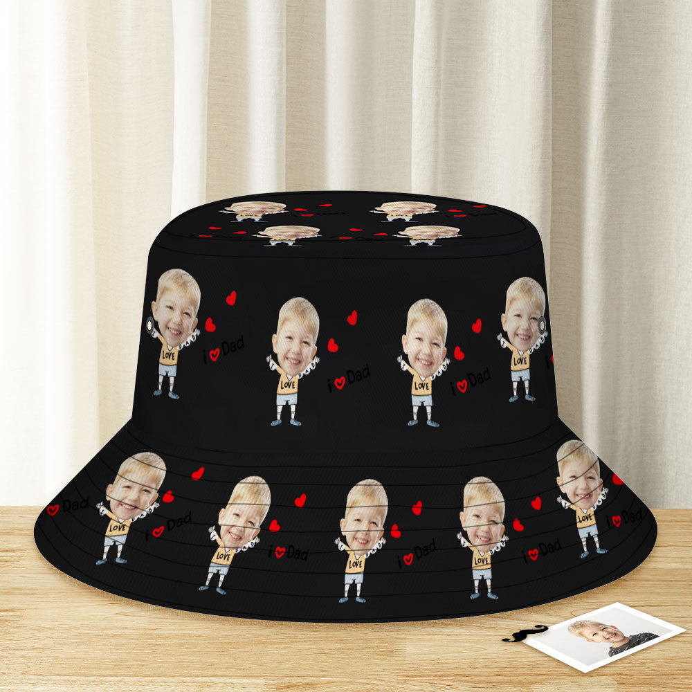Custom Bucket Hat Unisex Face Bucket Hat Personalized Wide Brim Outdoor Summer Cap Hiking Beach Sports Hats To The Dearest Dad -Camo