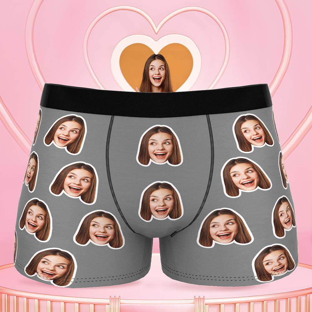 Printed in U.S.A Colorful - Custom Face Boxer Shorts Red