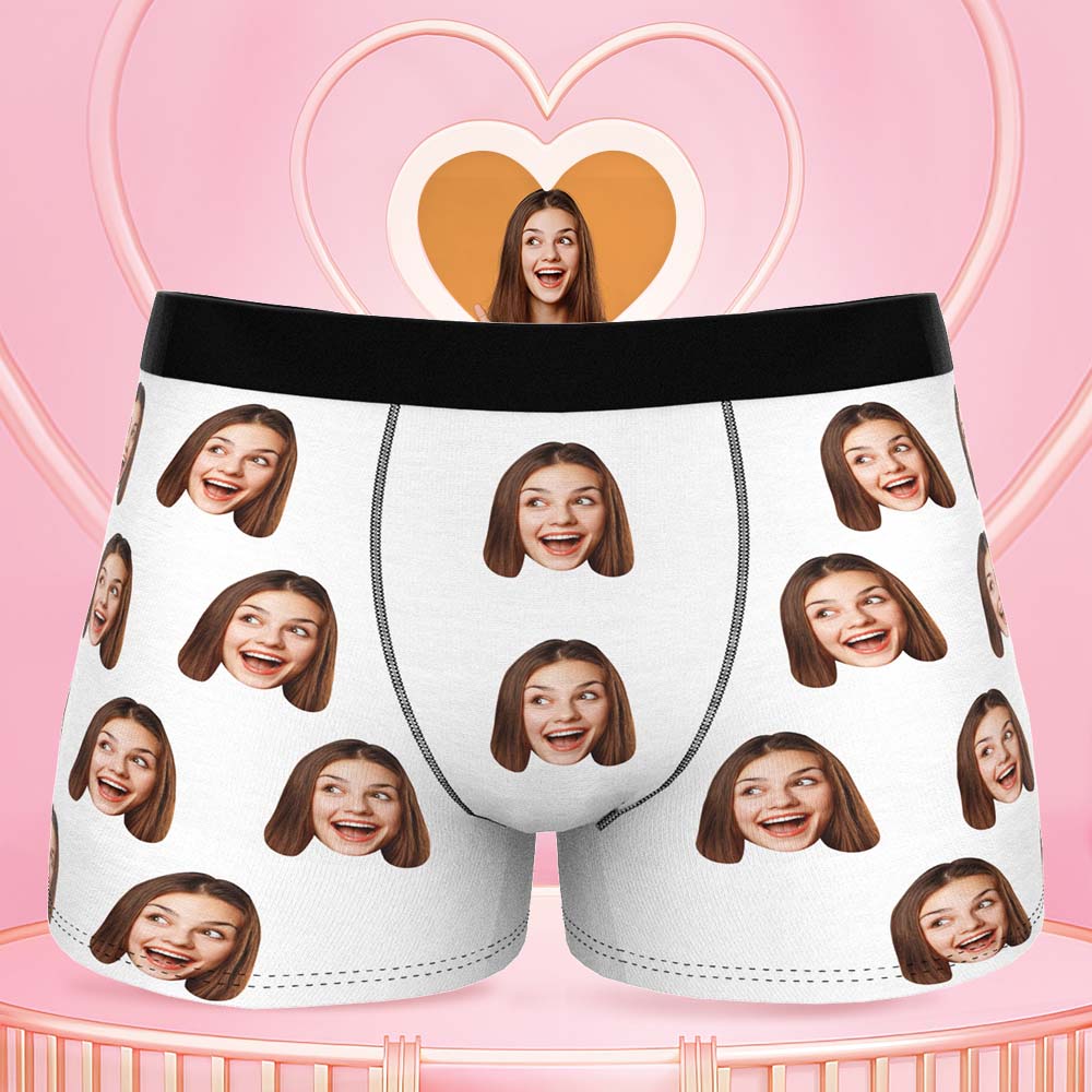 Printed in U.S.A Colorful - Custom Face Boxer Shorts Black