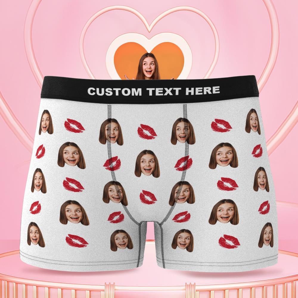 Couple Men's Custom Face Boxer Shorts 3D Online Preview- Kiss