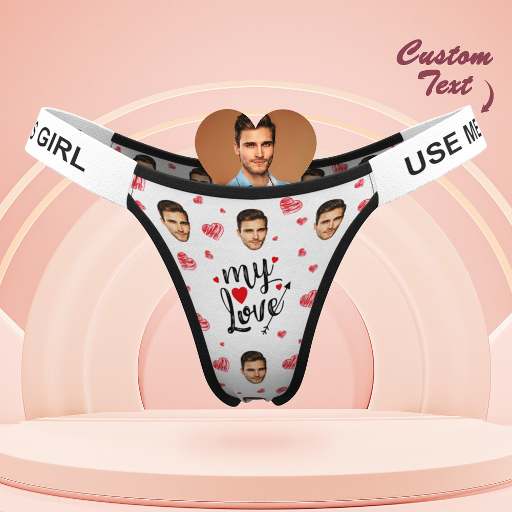 Valentine's Gift Custom Face Panties Makes Me Wet Personalized Waistband Engraved Thong Gift for Her - MyFaceSocks