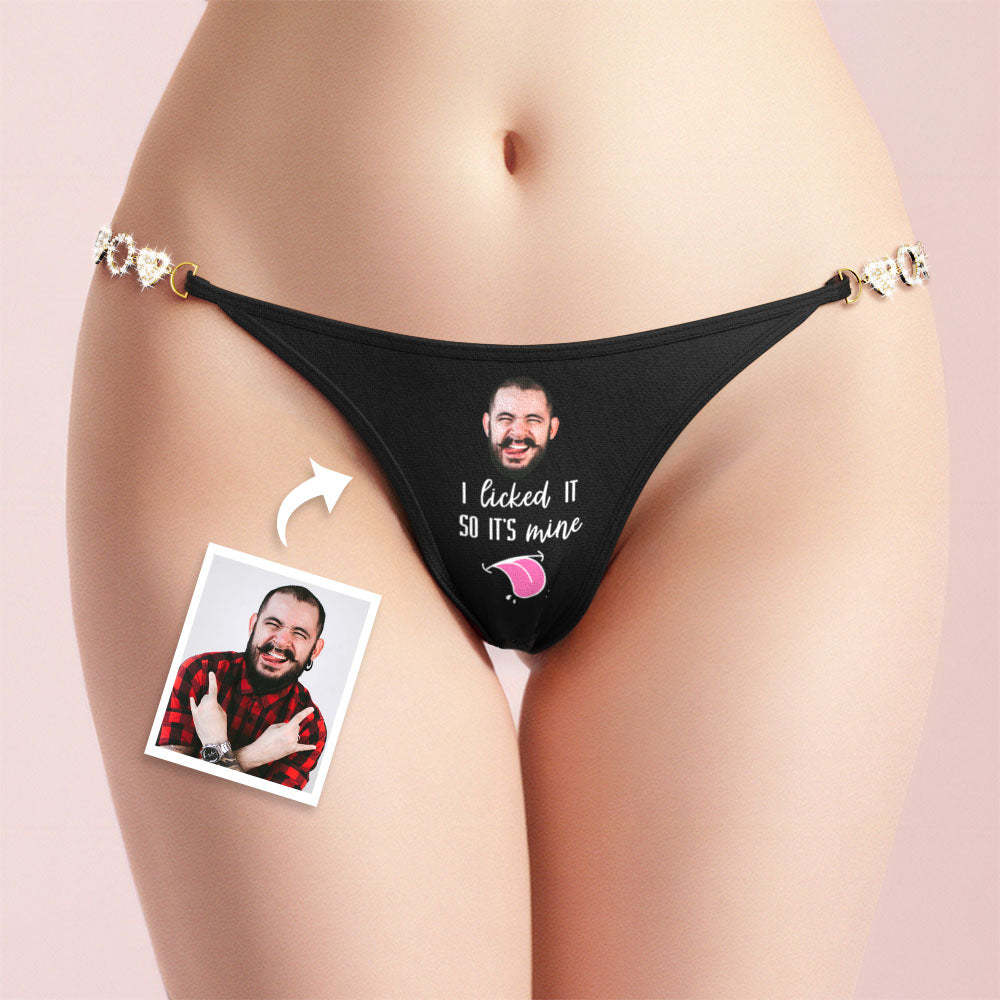 Custom Face Chain Linked Solid Panty Personalized I Licked It Thong Valentine's Day Gift - MyFaceSocks