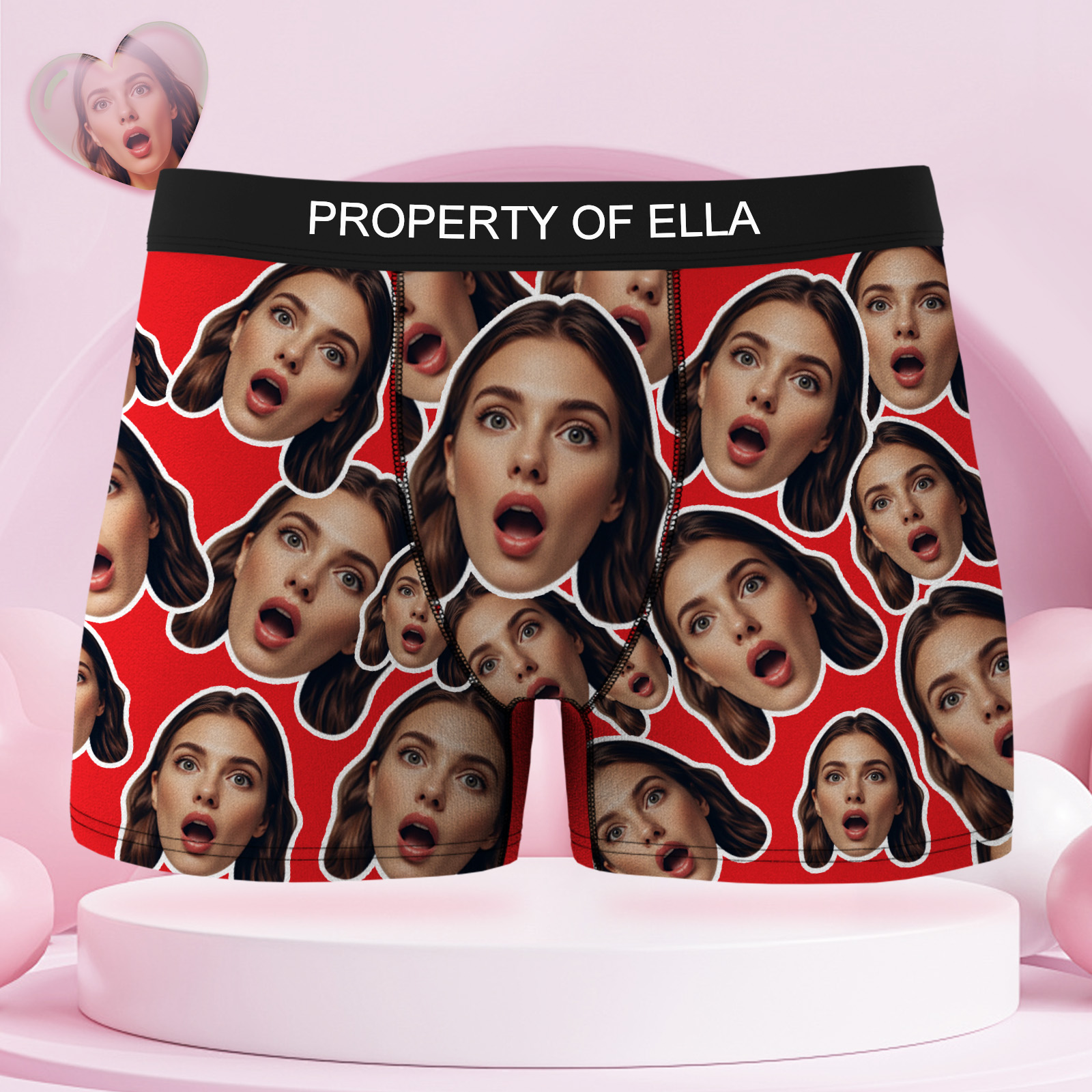 Custom Mash Face Boxer Shorts Men's Face Underwear Funny Lovers Boxer Gifts Pink