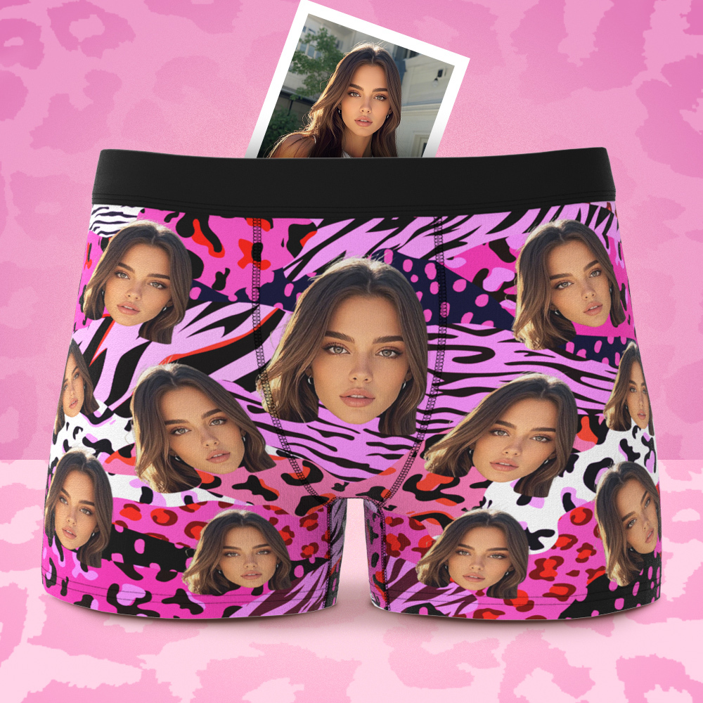 Custom Face Boxer Shorts Men's Face Mixed Patterns Underwear Valentine's Day Gifts Blue - MyFaceSocks