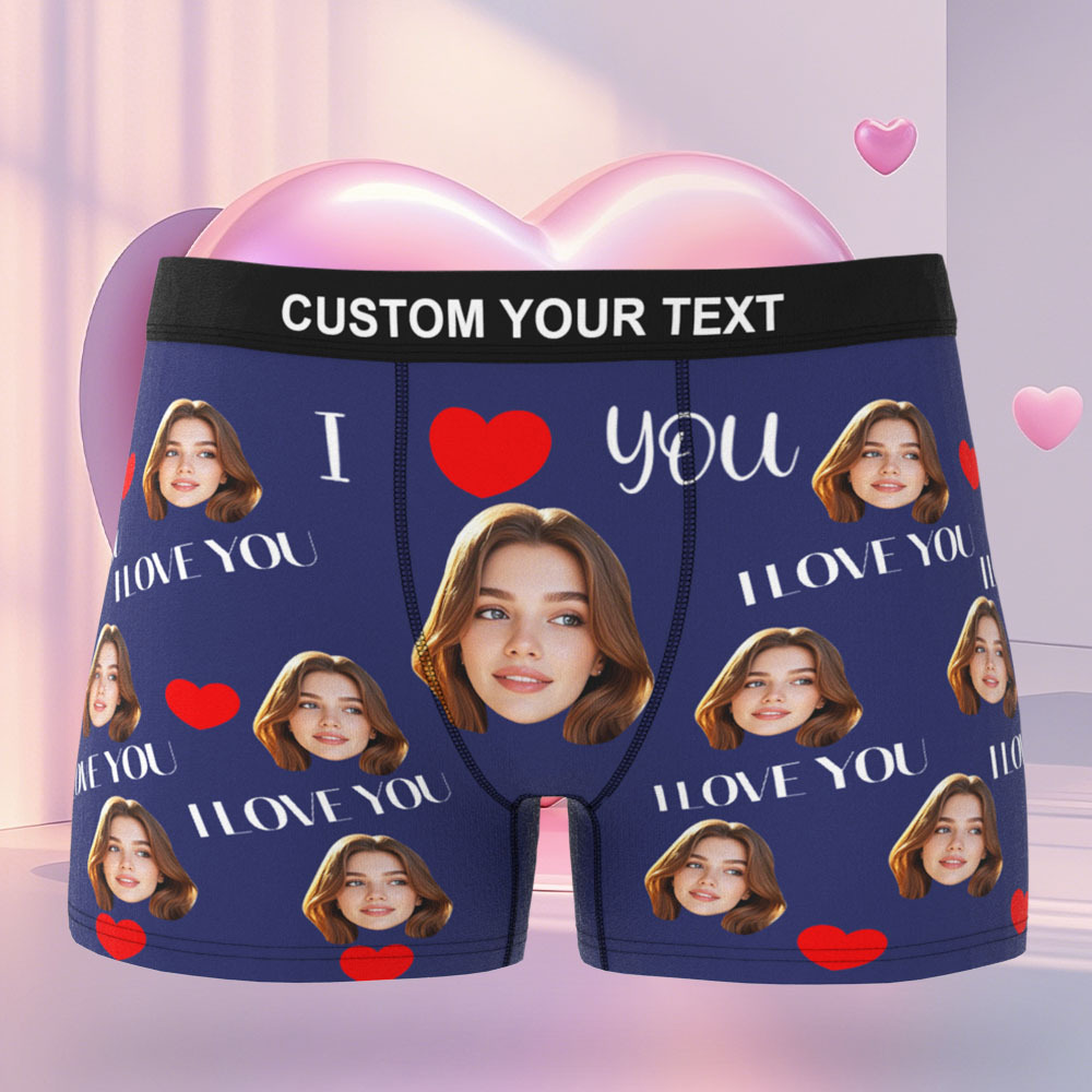 Men's Customized Face Boxer Personalised Use Only Photo Boxer Eggplants Underwear For Husband Boyfriend - MyFaceSocks