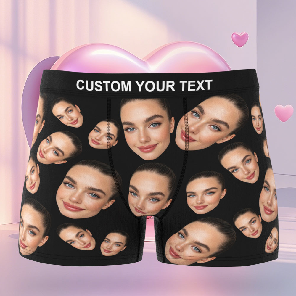 Men's Customized Face Boxer Personalised Use Only Photo Boxer Eggplants Underwear For Husband Boyfriend - MyFaceSocks