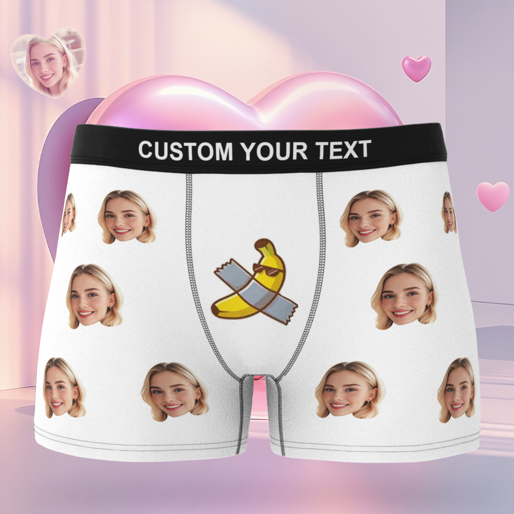Personalized Face Men's Boxer Blue Underwear Gifts for Husband I Love You Heart Men Face Boxer - MyFaceSocks
