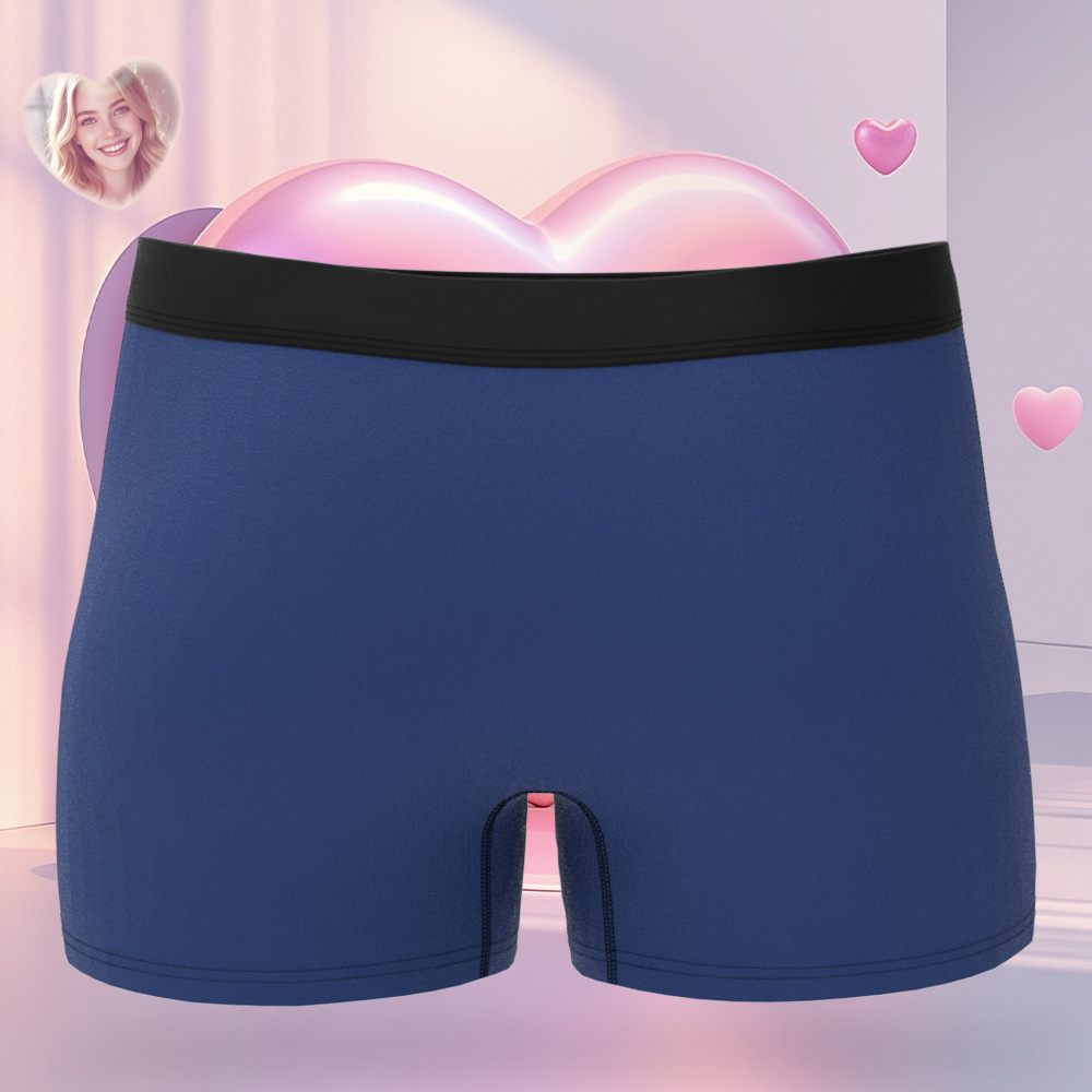 Personalized Face Men's Boxer Blue Underwear Gifts for Husband I Love You Heart Men Face Boxer - MyFaceSocks