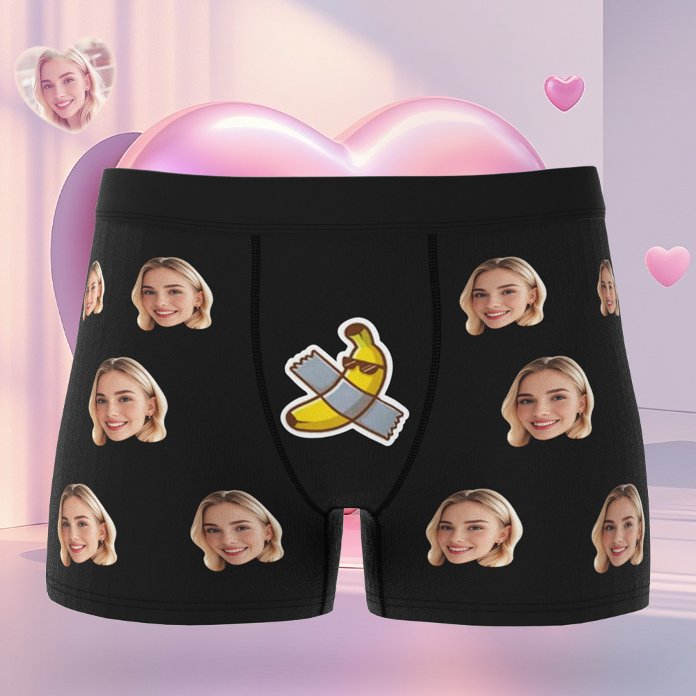 Personalized Face Men's Boxer Blue Underwear Gifts for Husband I Love You Heart Men Face Boxer - MyFaceSocks