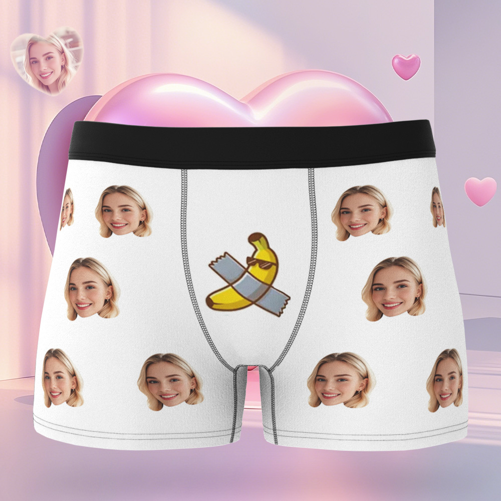Personalized Face Men's Boxer Blue Underwear Gifts for Husband I Love You Heart Men Face Boxer - MyFaceSocks