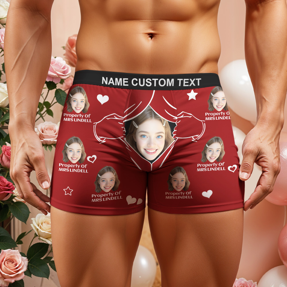 Custom Face Men's Boxer Underwear Personalized  Photo Funny Property Of Men's Boxer Briefs - MyFaceSocks