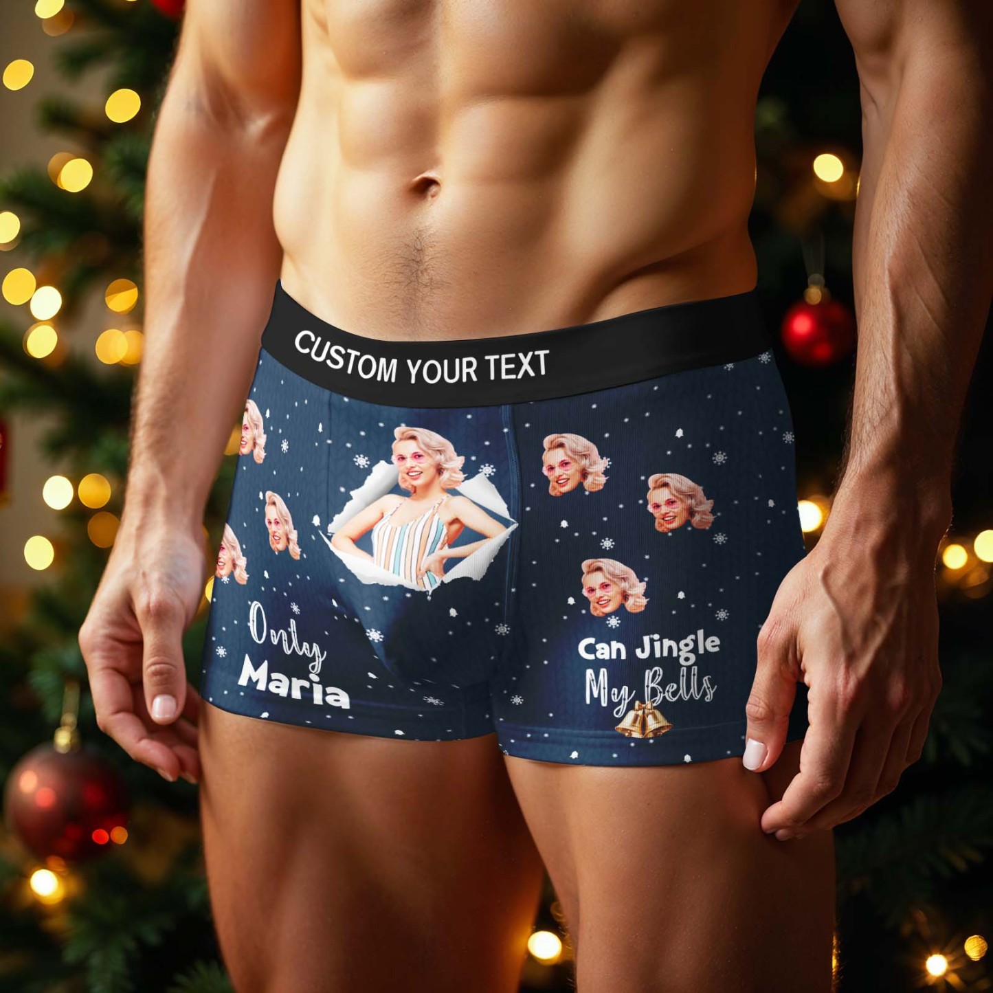 Personalized Face Boxer Men Underwear Christmas Gift Only Can Jingle My Bells Bananas Personalized Photo Funny Men Boxer Gift