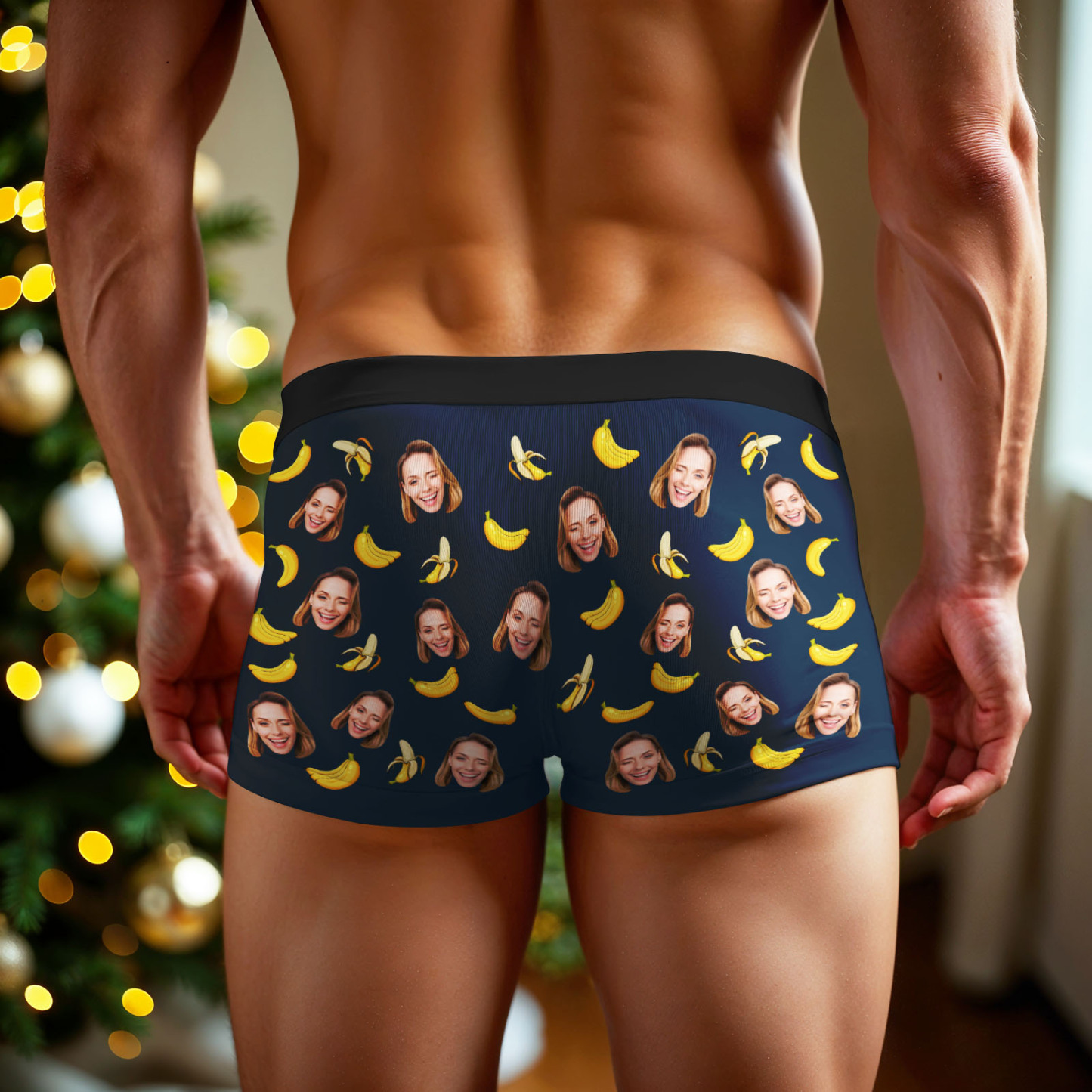 Custom Face Boxer Men Underwear Santa Gift Emily Can Eat These Bananas Personalized Photo Funny Christmas Men Boxer Gift