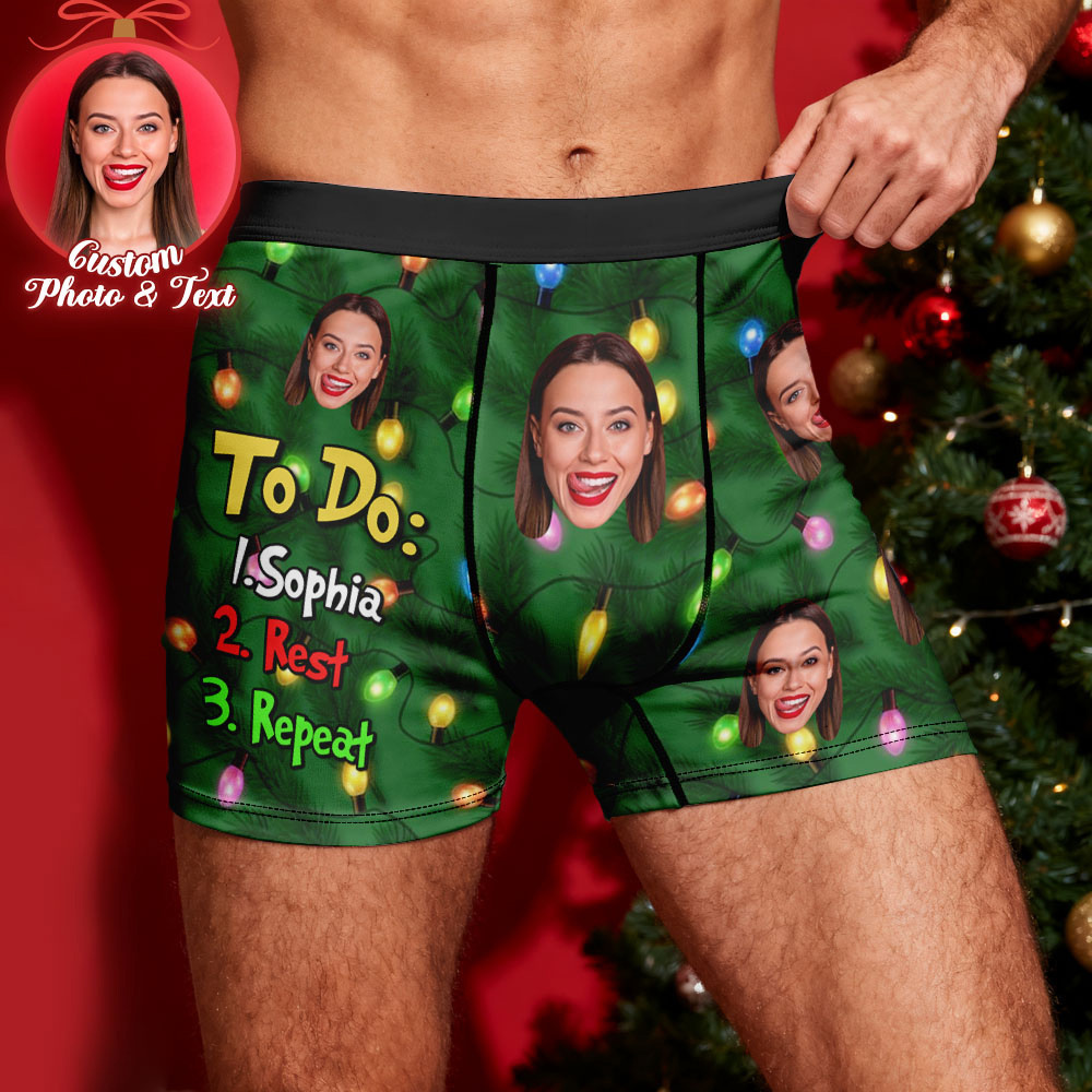 Custom Face Men's Boxer Underwear To Do List Funny Boxer Gift Personalized Photo Name Men's Boxer Briefs Christmas Gift - MyFaceSocks