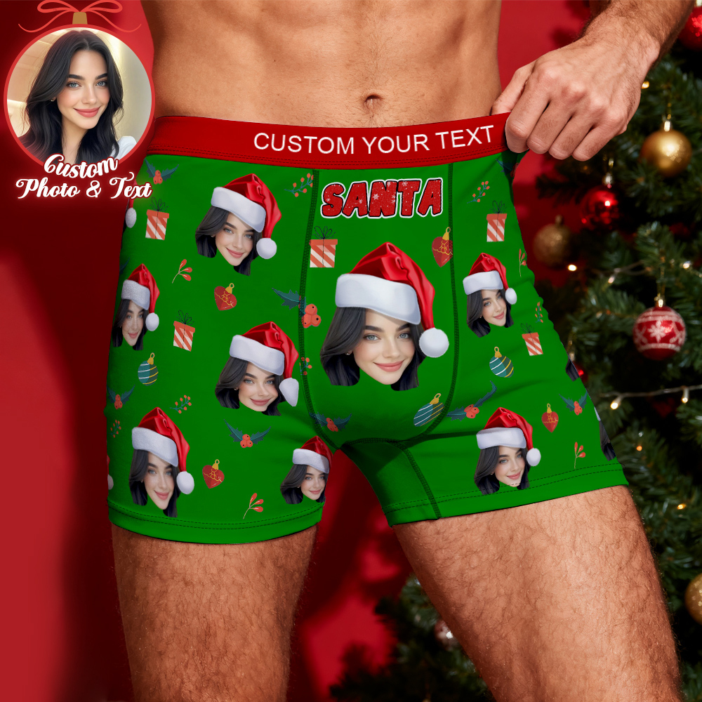 Custom Face Men's Boxer Underwear Santa Gift  Bell Personalized Photo Funny Men's Boxer Briefs - MyFaceSocks
