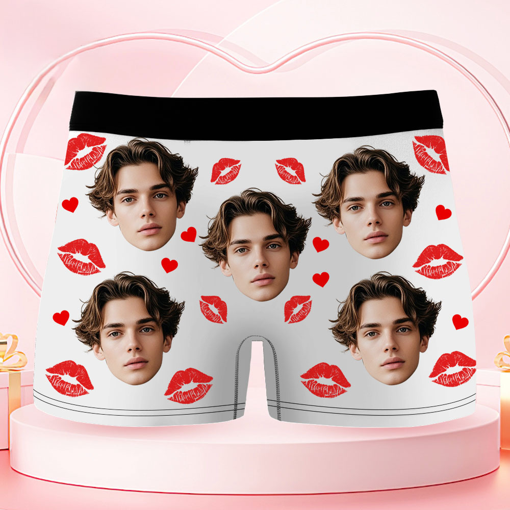 Custom Face Men's Boxer Underwear Her Since Year Black Boxer Gift Personalized Photo Funny Men's Boxer Briefs