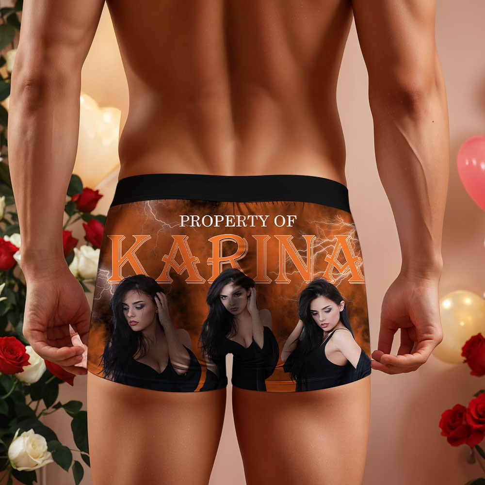 Custom Mens Vintage Photo Boxer Personalized Belt Color Face Boxers Valentines Day Underwear - MyFaceSocks
