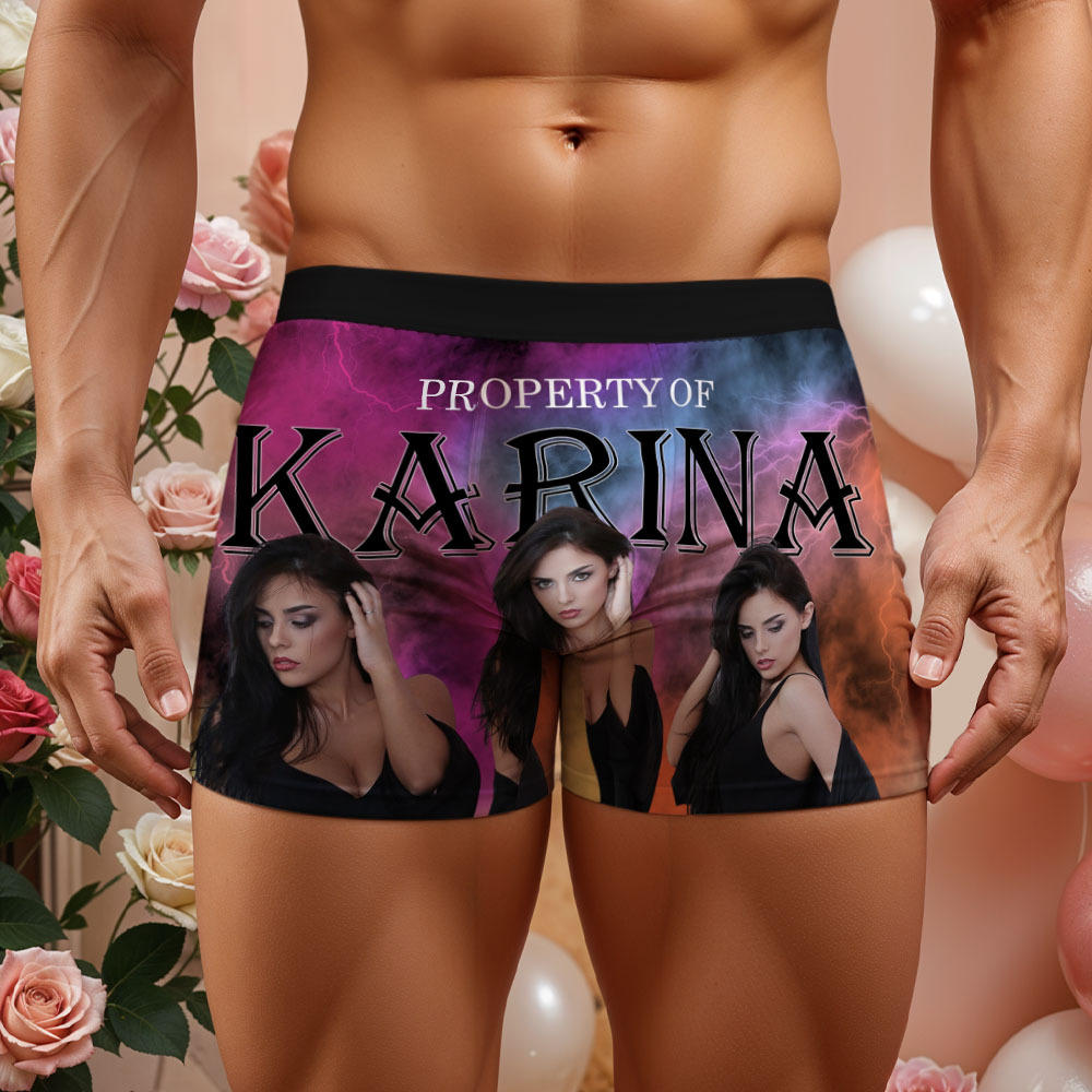 Custom Mens Vintage Photo Boxer Personalized Belt Color Face Boxers Valentines Day Underwear - MyFaceSocks